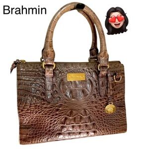 Brahmin Brown Crocodile Embossed Shoulder Bag